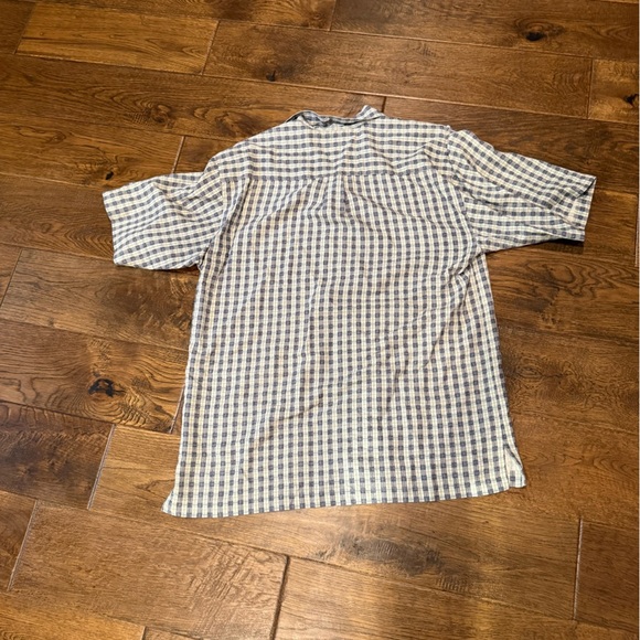 Tommy Bahama Blue and White Checkered Casual Button Down Shirt - Picture 3 of 3